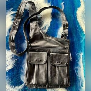 Black Leather Shoulder Crossbody Bag
Adjustable Strap Hand Made In Mexico